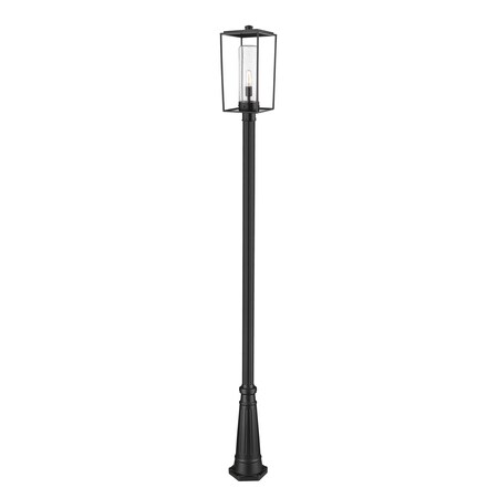 Z-Lite Sheridan 1 Light Outdoor Post Mounted Fixture, Black And Seedy 594PHBR-519P-BK